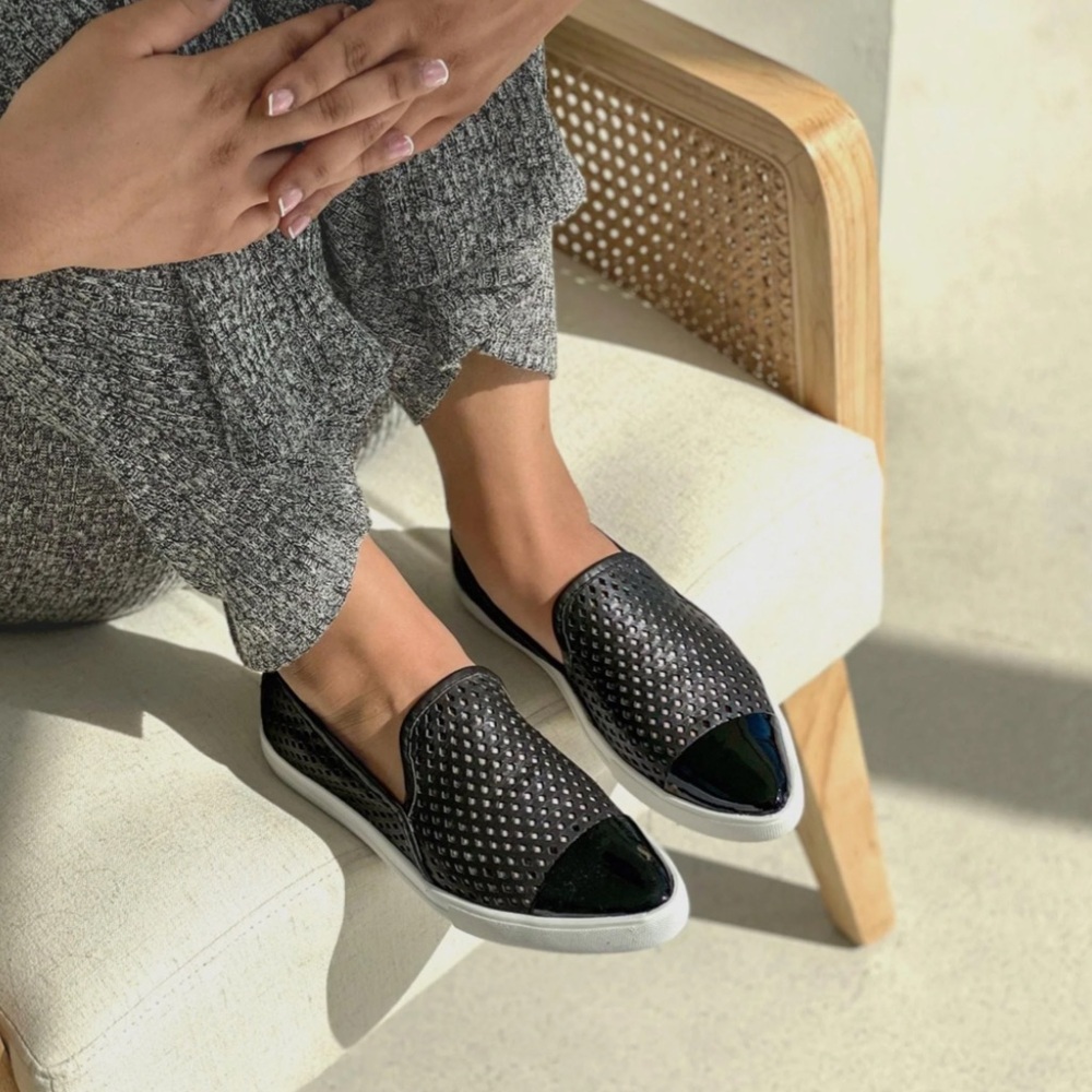 Jibs Slim Jet Black Onyx slip on Flat Sneaker Day to Night size 7